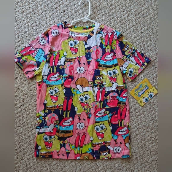 SpongeBob SquarePants Multicolor Cartoon Tee - Picture 1 of 10